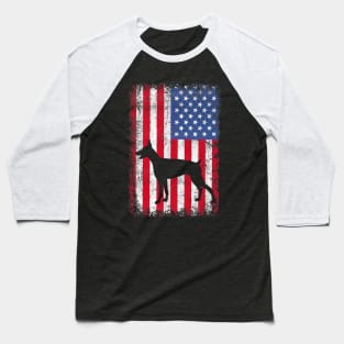 Doberman Pinscher American Flag Baseball T-Shirt